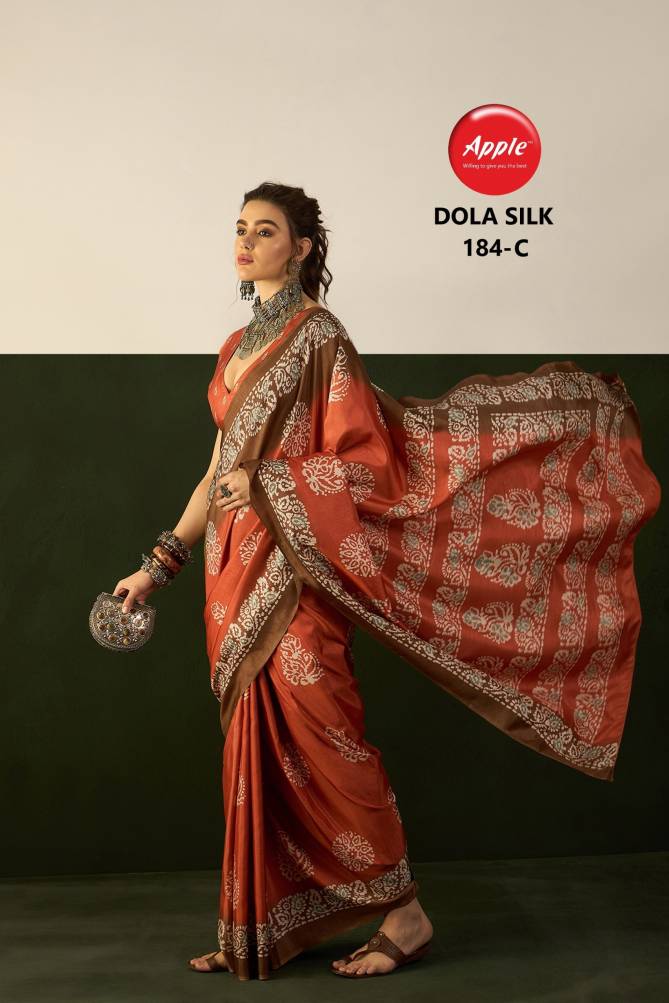 Dola 184 By Apple Printed Dola Silk Sarees Wholesale Clothing Suppliers In India
